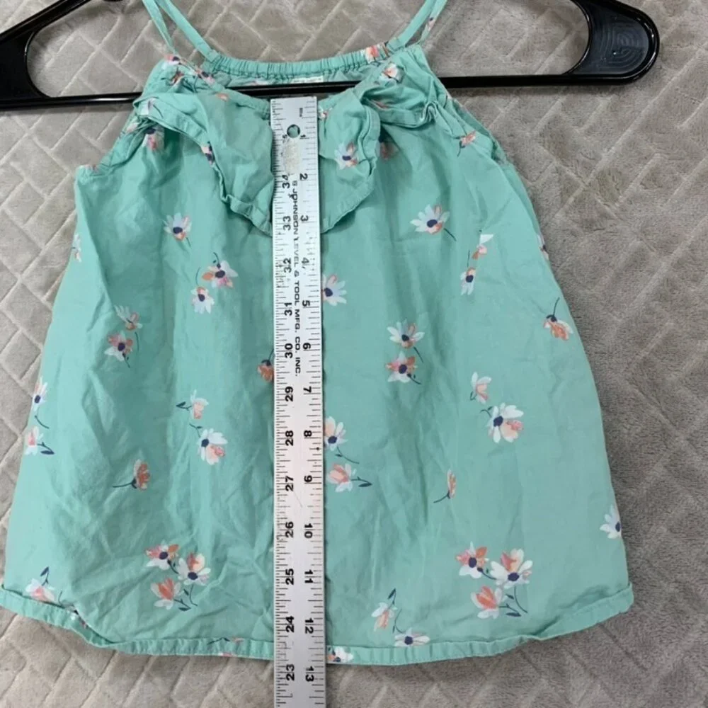 Oshkosh B'gosh Girls 6 Tank Top Turquoise Green Floral Ruffle A Line